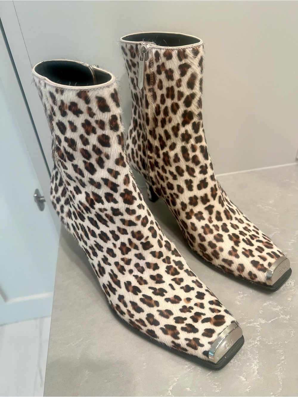 Calvin Klein RUNWAY Collection Leopard Print Sexy Ankle Boots-GREAT DEAL!